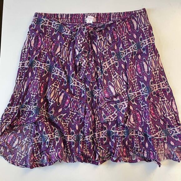 Xhilaration purple elastic waistband Aztec skirt | Sz M - Picture 2 of 4